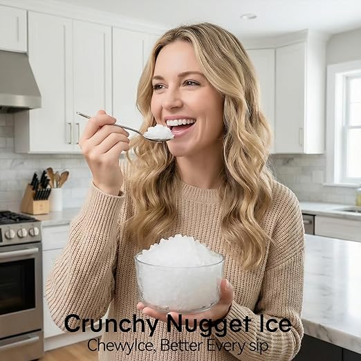 Nugget Ice Maker Countertop, Portable Ice Makers Machine with Removable Basket and Scoop, Self-Cleaning, Quiet, 6-Min Ready, 24lbs in 24Hrs, Visible, for Home, Party, RV, Camping, Green
