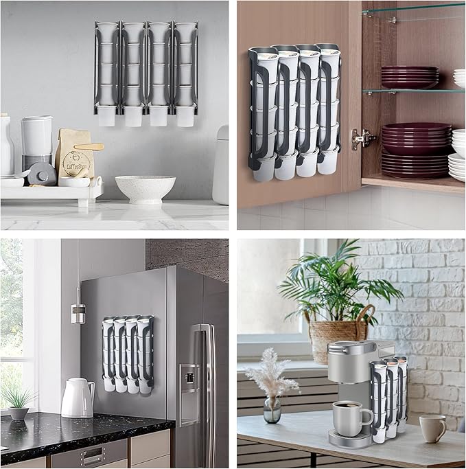 K Cup Holder for Keurig: Coffee Pod Holders for Counter Small Space - Kcup holders for Wall Mount (3, Gray)