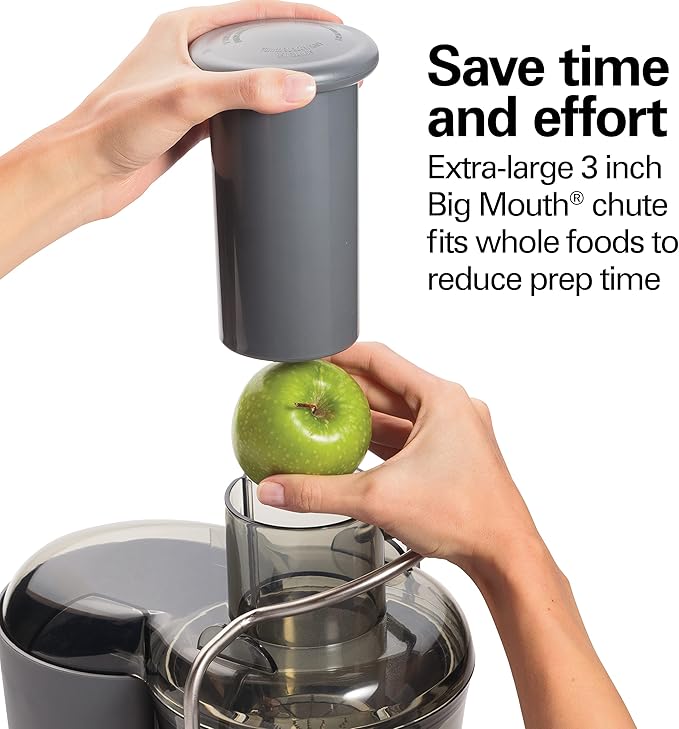 Hamilton Beach Juicer Machine, Centrifugal Extractor, Big Mouth 3" Feed Chute, Easy Clean, 2-Speeds, 40 oz. BPA Free Pitcher, 850 Watt Motor, Silver (67850)