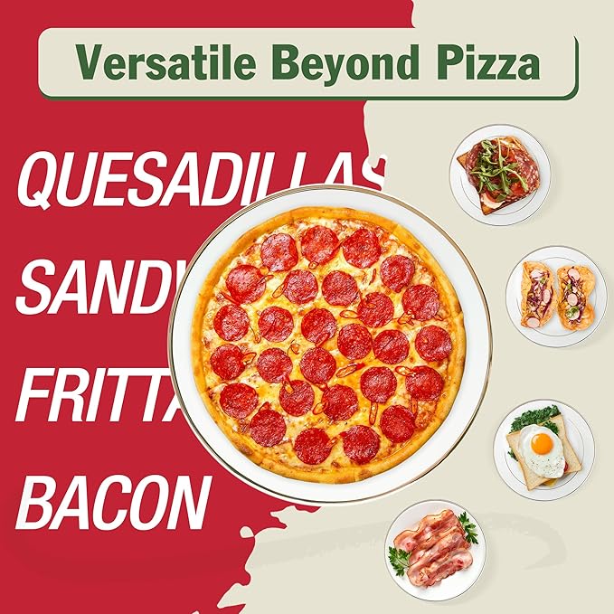 KEINVE 1000W Pizza Maker, 2-in-1 Indoor Griddle and Pizza Cooker, 8.5" 180° Open Nonstick Plate for Quesadilla, Panini, Crepe and More