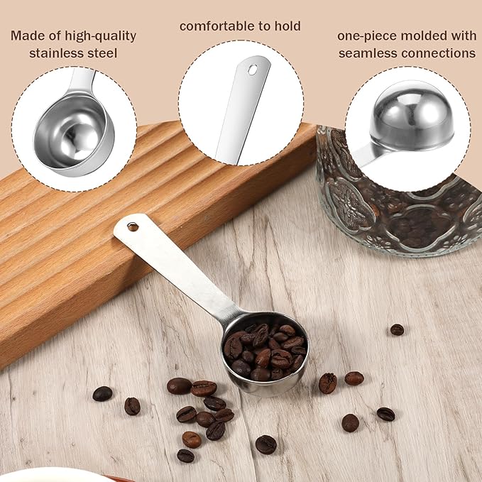 2 Pcs Stainless Steel Coffee Spoons, Coffee Scoop 1 Tablespoon, Long Handle Measuring Tablespoon, 1 tbsp Measuring Spoons for Ground-Coffee, Milk, Spice Jar, Cooking Baking (6 Inch, 20ml)