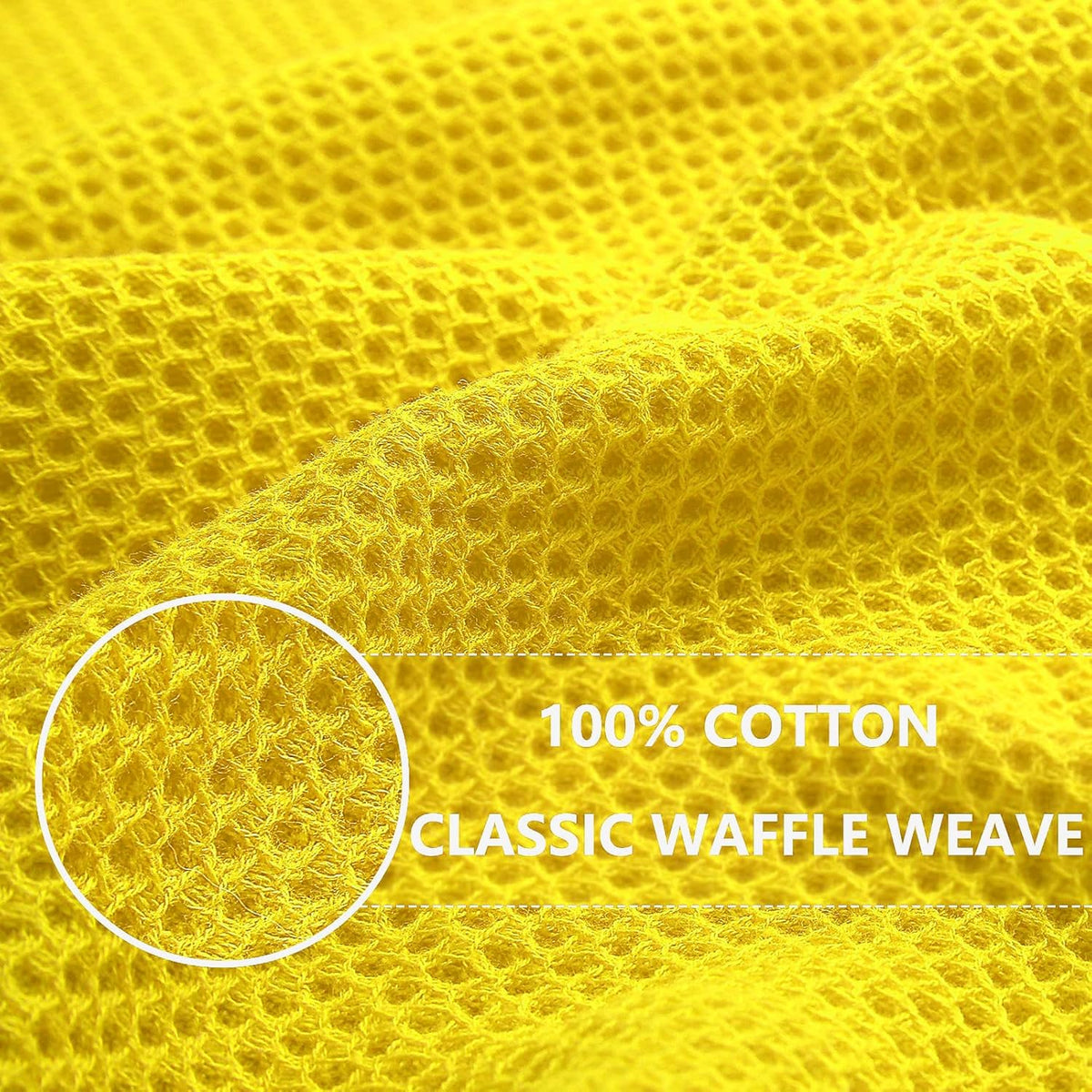 Homaxy 100% Cotton Waffle Weave Kitchen Dish Cloths, Ultra Soft Absorbent Quick Drying Dish Towels, 12 x 12 Inches, 8-Pack, Yellow