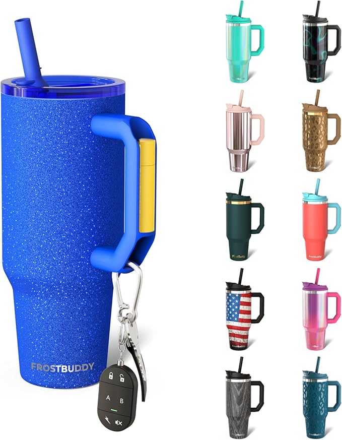 Frost Buddy Thicc Buddy - 40 oz Stainless Steel Vacuum Insulated Tumbler with Lid and Straw for Water - Travel Mug Cupholder Friendly - Gifts for Women Men Him Her (Royal Glitz)