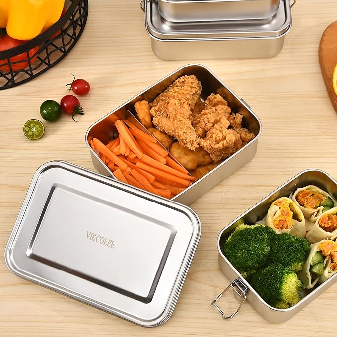 4 PCS Stainless Steel Bento Box 4-Size, Metal Lunch Box, Food Containers, Lunch Container for Home, Work, Camping (550ml+850ml+1400ml+2400ml)