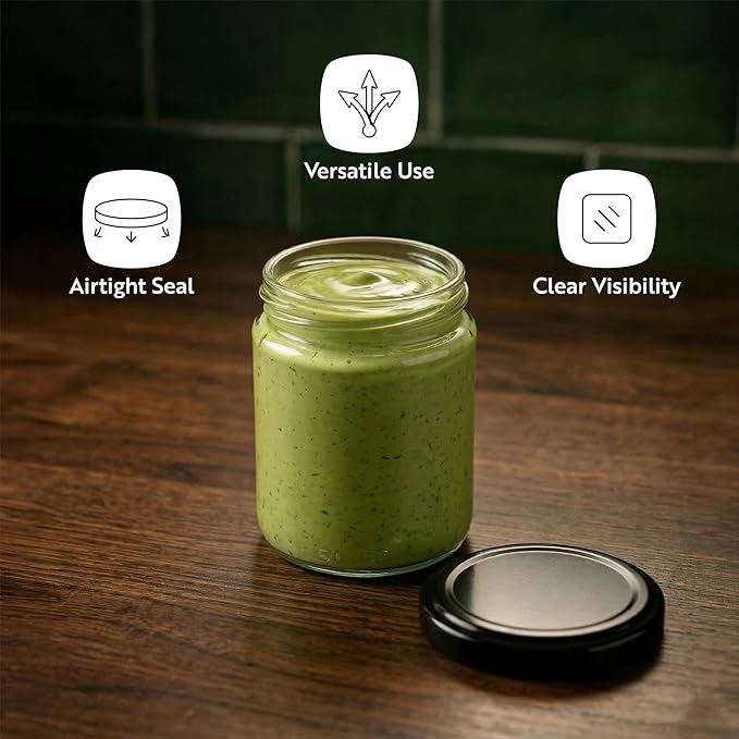 Restaurantware 100 Pack Of Glass Jars, 8 Oz Durable Glass Jars With Lids, Small Mason Jar For Food Reusable Hot And Cold Friendly, For Restaurants And Kitchens, Clear Storage Jar