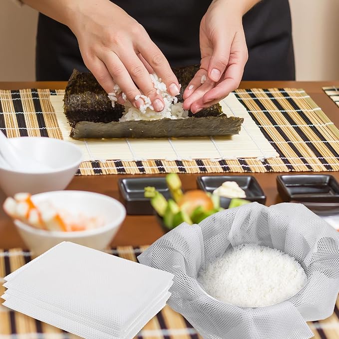 Rice Net 47" X 39" Sushi Cooking Net Mesh, Rice Steamer Cloth Nylon Cooking Napkin Non-Stick Rice Cooker Steam Reusable Cooking Steam Cloth Rice Net Napkin Bamboo Steamer Mat Cloth