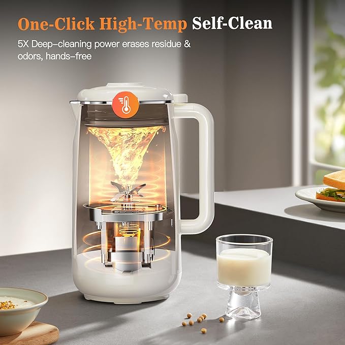 10 in 1 Nut Milk Maker Machine, 42oz IMD Screen Almond Milk Maker, Soy Milk Maker with Self-Cleaning, Delay Start, Keep Warm, Boil Water, Automatic Plant-Based Milk Blender for Soybean, Oat, Coconut