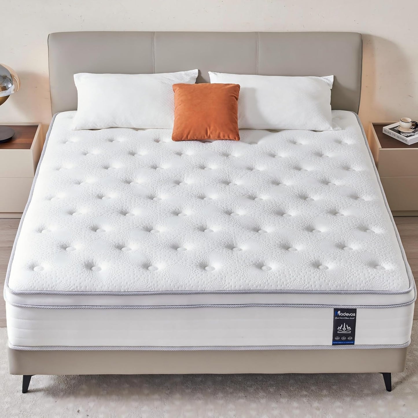 Twin Mattress, 10 Inch Hybrid Mattress in a Box, Memory Foam and Individual Pocket Springs, Fiberglass Free, Soft and Breathable, Medium Firm Feel