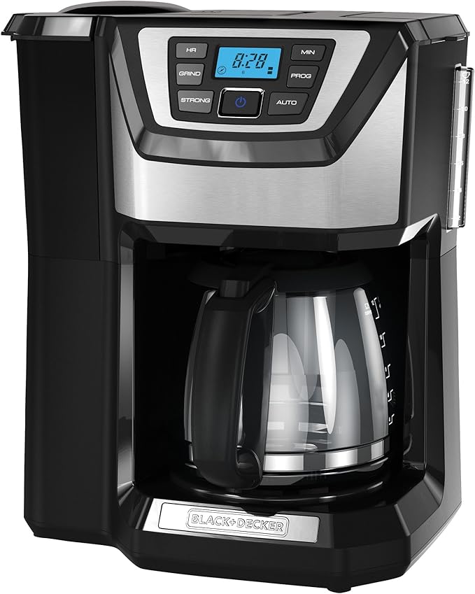 BLACK+DECKER 2-Slice Toaster 850W 6 Settings Bundle with 12-Cup Coffee Maker Built-in Grinder Programmable
