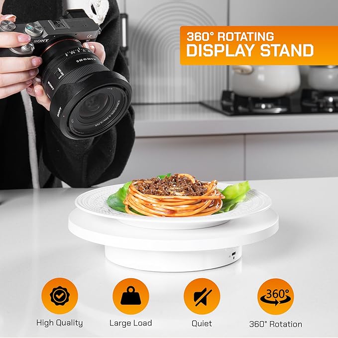 Remote control Motorized Rotating Display stand - 360° Electric Rotating Platform | 3-in-1 Sizes - 5.74", 7.08" and 8.66" Replacement Covers - Rechargeable Turn Table - Live Streaming & Photography