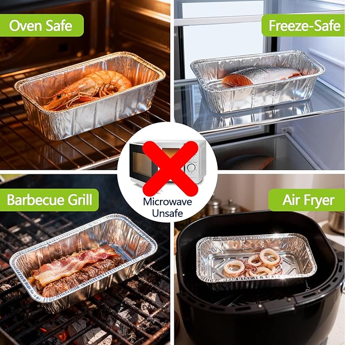 UBeesize 2Lb Thicker & Heavy Duty Disposable Aluminum Loaf Pans, 50 Pack Ultra Sturdy 8.5 x 4.5 Foil Bread Pans for Baking Banana Bread, Cakes, Meatloaf & Food Storage
