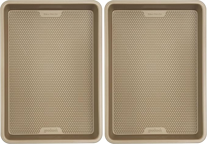 GoodCook BestBake Nonstick Bronze 9" x 13" Oblong Baking Pan, Textured Carbon Steel, Scratch-Resistant, Non-Toxic Cake Pan, 13x9 Bakeware, Durable Oven Pan for Even Heating and Easy Cleanup