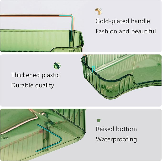 YCIA&DONE Rotating Makeup Organizer and Corner Bathroom Organizer Countertop Green
