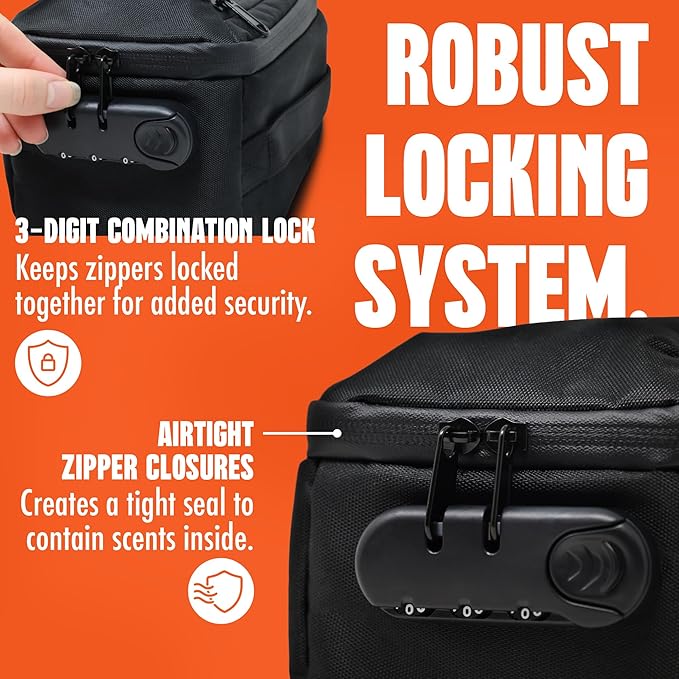 Enjoy Native Smell Proof Bag with Combination Lock, Smell Proof Container 9.5" x 6" x 5.5", Odor Proof Lockable Storage Case, Portable Travel Medicine Organizer for Herbs, Spices & Accessories