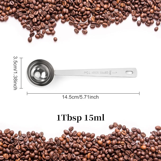 3Pcs Coffee Measuring Scoop Spoons, 15ML Stainless Steel Coffee Scoop, Long Handle Tablespoon for Measuring Coffee, Milk Powder, Fruit Powder, Tea, Sugar, Grains, Flour and Protein(Silver)