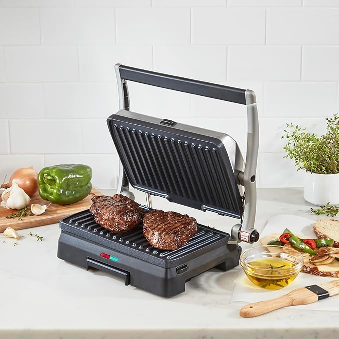 Cuisinart Griddler® Indoor Grill & Panini Press, Dishwasher-Safe Nonstick Cooking Plates, Stainless Steel, GR-11NAS