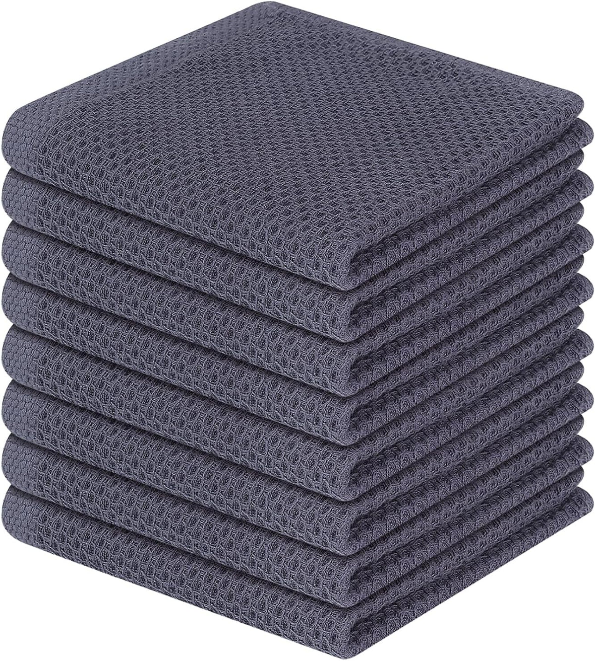 Homaxy 100% Cotton Waffle Weave Kitchen Dish Cloths, Ultra Soft Absorbent Quick Drying Dish Towels, 12 x 12 Inches, 8-Pack, Dark Grey