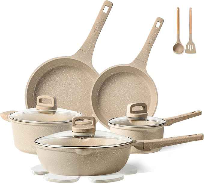 CAROTE 14 Pcs Pots and Pans Set Nonstick, Induction Kitchen Cookware Sets, Non Stick Kitchen Cooking Set with Frying Pans Set