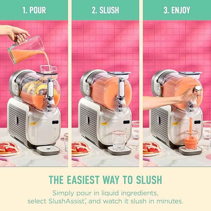 Ninja SLUSHi XL Smart Frozen Drink Maker & Slushi Machine | With SlushAssist Technology |128 oz. Capacity | Sodas, Margaritas, Frappes, Milkshakes & More | Crema | FS601BR