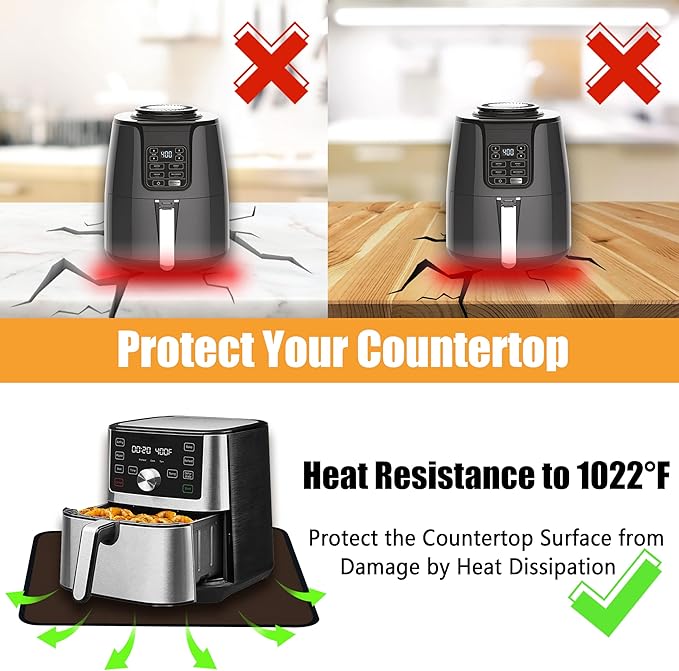 Heat Resistant Mat for Air Fryer, Oven, 15x18in Hot Pads for Kitchen Counter Heat Protector, Under Coffee Maker Mats for Quartz Countertop Protector