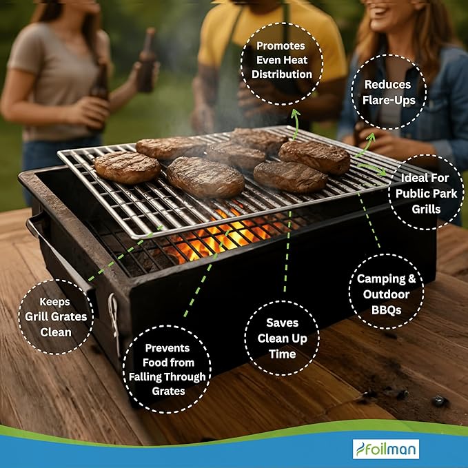 Clean Grill BBQ Disposable Aluminum Liners | 12 x 20 inch/Disposable Grill Grates - 8-Pack & 12-Pack (8)
