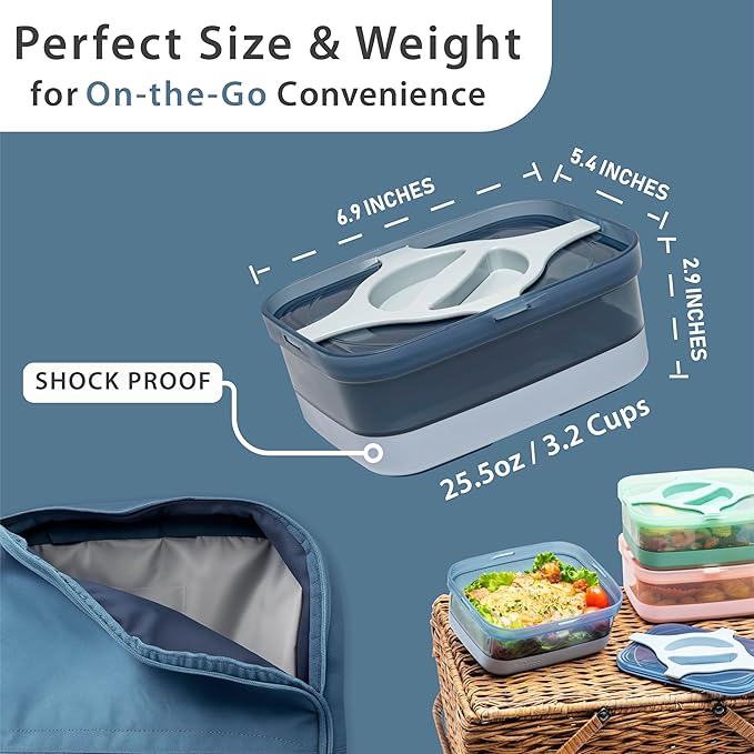 Adult Lunch Box 25.5oz 3 Cups Leakproof Salad and Meal Prep Container Twistlock Lid Reusable BPA-Free Microwave and Dishwasher Safe for Work Lunch (Brown)