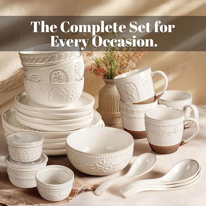 Artena Ramekins Oven Safe, Creme Brulee Ramekins, Embossed White Ceramic Ramiken, Souffle Pudding Custard Cups, Baking Dish, Dipping Bowls, Sauce Cups, Set Of 4 (Pinwheel Flower, 8 oz)