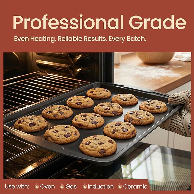 Gray 10-Piece Bakeware Sets, Nonstick Carbon Steel Baking Sheet & Pans, Stackable Space-Saving Bakeware, Dishwasher Safe, Stain-resistant, PFOAPFOSPTFE Free, Oven Safe Up To 450°F (230°C)