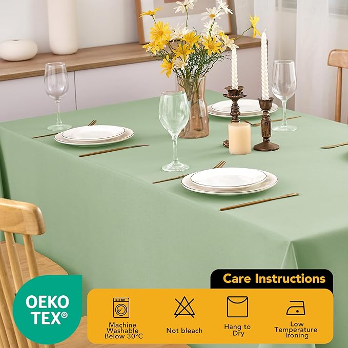 10-Pack Sage Green Tablecloths for Rectangle Tables, 70 x 120 Inches, Stain-Resistant Polyester Fabric for 6 Foot Tables - Washable Table Covers for Weddings, Birthday Parties, Events