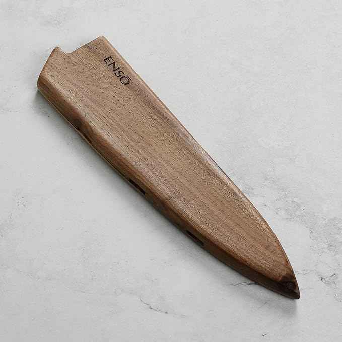 Enso Chef's Knife with Sheath - Made in Japan - HD Series - VG10 Hammered Damascus Stainless Steel Gyuto - 8" Blade with Saya Cover