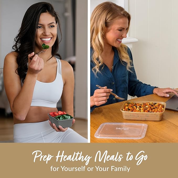 Bentgo Prep 60-Piece Variety Meal Prep Kit - Reusable PFAS & BPA-Free Food Containers 1-Compartment Trays, Prep Bowls, & Snack Boxes - Microwave, Freezer, & Dishwasher Safe (Gleam Metallics)