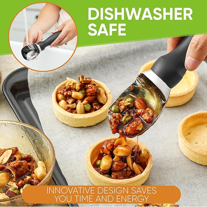 Spring Chef Gray Heavy Duty Ice Cream Scoop with Comfortable Soft Grip Handle, Dishwasher Safe Ice Cream Scooper, Professional Metal Kitchen Tool for Frozen Yogurt, Gelato, Sorbet, Sundae, Melon