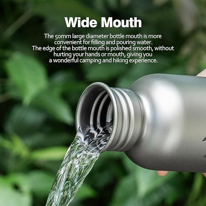 Boundless Voyage Titanium Water Bottle with Lid Wide Mouth Leak-Proof Reusable Sport Drinking Bottle for Camping Hiking Picnic Climbing Running Tea Coffee (750ml)