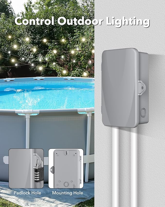BN-LINK Pool Pump Timer, Outdoor Timer Box, Heavy Duty, 2HP 40A Max, 120, 240, 277 VAC, for Pool Pump, Water Heater, Fans, SPA, ETL Listed (Digital)