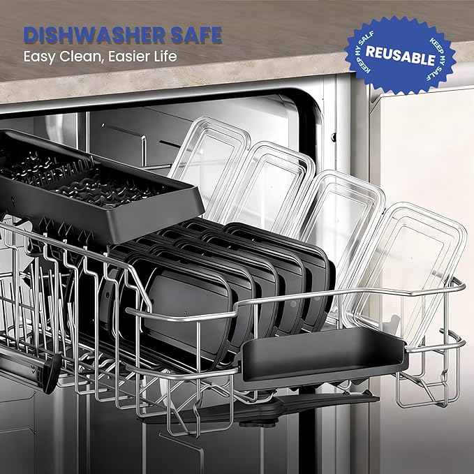 32oz 10 Pack Meal Prep Containers Reusable BPA-Free, Disposable Food Storage Containers with Lids, Bento Box Leakproof To Go Food Containers, Microwave Freezer Dishwasher Safe