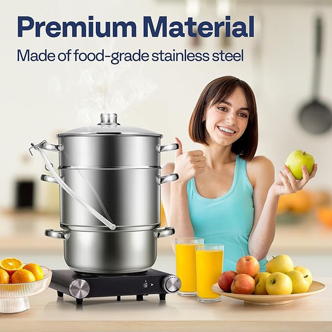 VIVOHOME Stand Mixer with Fermentation, One-Touch Presets, and 6 Qt Bowl, Black, and VIVOHOME Stainless Steel Juicer Steamer Pot 11 Qt with Tempered Glass Lid