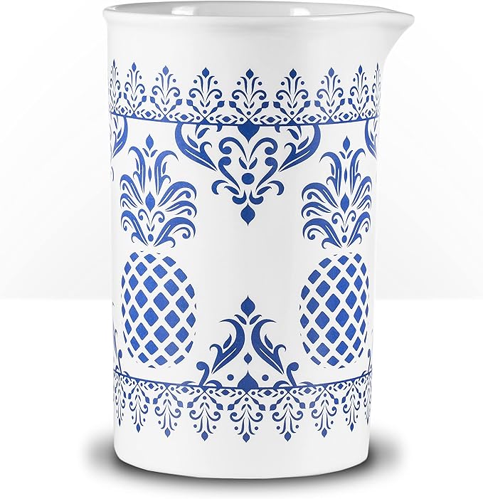 PIÑA BARWARE Seamless Professional Porcelain Mixing Glass – 600mL / 20oz (Pineapple Hospitality Pattern, 4-Pack Commercial Bar Pack)
