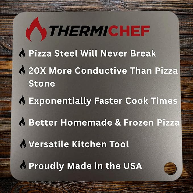 ThermiChef 16x16 Pizza Steel, 3/8" Thick, 27.5 lbs - Cooking Steel for Oven & Grill - Made in USA