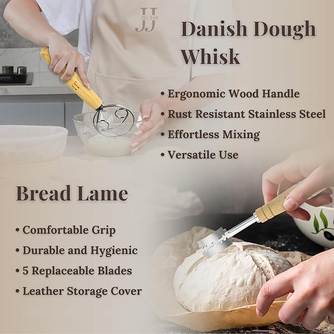 35-Piece Sourdough Baking Kit – Artisan Bread Baking Set for Beginners & Home Bakers, Includes Glass Starter Jar, Proofing Basket, Bread Lame & Tools