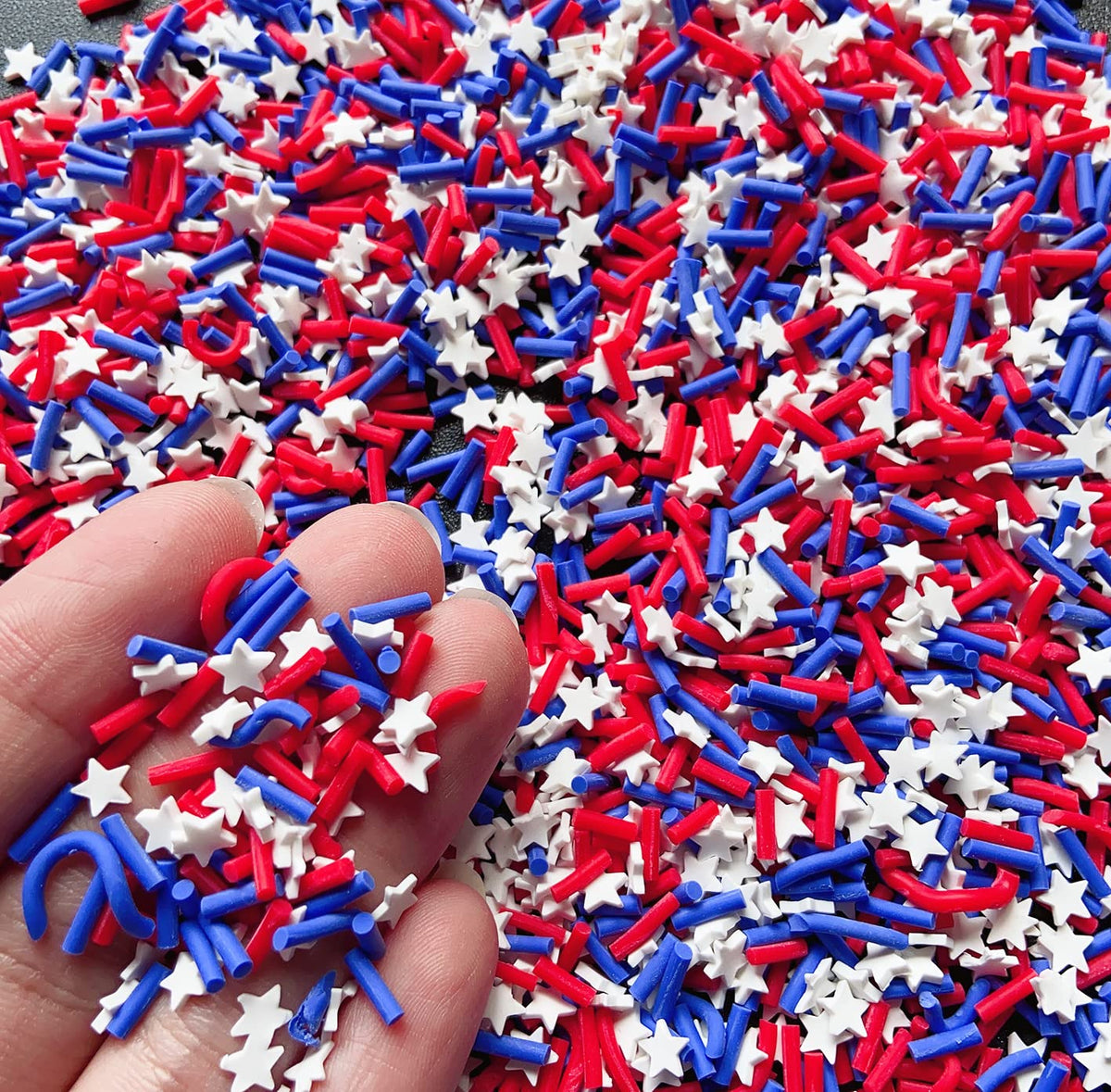 EHOPE Fake Sprinkles Resin Sprinkles Fake Candy Sprinkles Clay Sprinkles Polymer Sprinkles Polymer Clay Slices for Nail Art DIY Crafts Cake Phone Case(40G-Blue Sugar granules+ Stars-16)