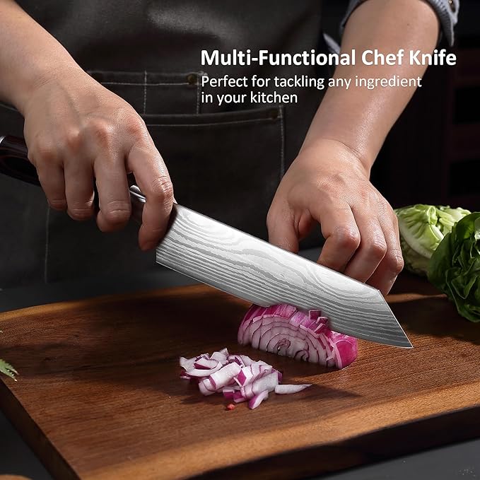 PAUDIN Kiritsuke Chef Knife, 8 Inch Japanese Kitchen Knives, 5Cr15MoV High Carbon Stainless Steel, Pakkawood Handle, with Protective Sheath & Gift Box