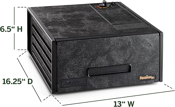 Excalibur Electric Food Dehydrator Machine 4-Tray with Adjustable Thermostat, Accurate Temperature Control and Fast Drying with 4 Square Feet of Drying Space, 250-Watts, Black