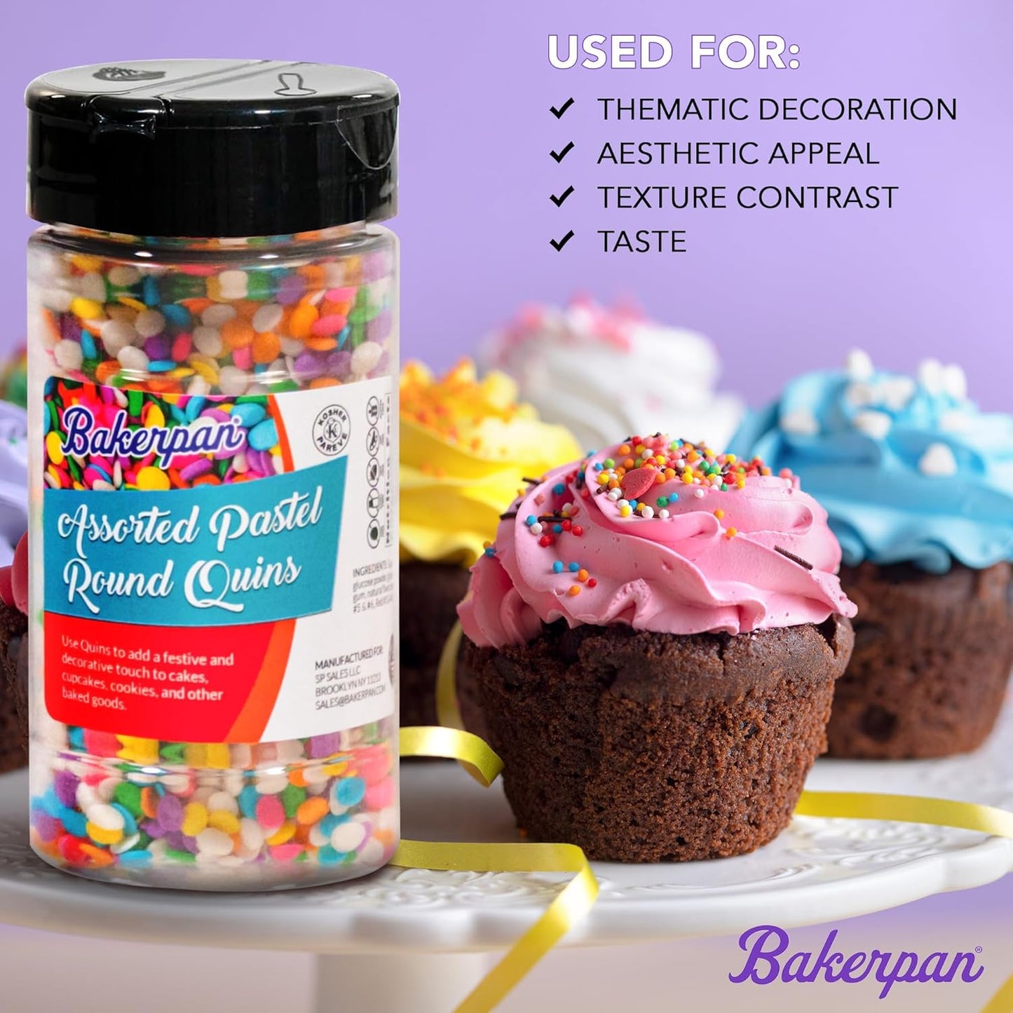 Bakerpan Heart Sprinkles for Baking, 4 Ounces Confetti Red Heart Sprinkles Edible, Made in USA