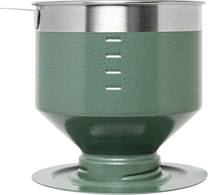STANLEY Perfect Brew Pour Over Manual Single Cup Coffee Maker Drip Coffee Maker with Reusable Filter | Easy Clean Stainless Steel BPA-Free Hammertone Green (Pack of 4)