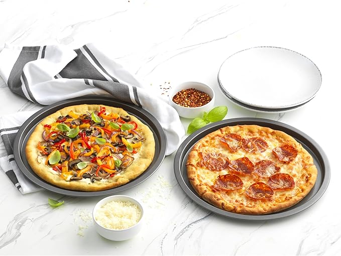 GoodCook Everyday Personal Pizza Pans 10-Inch Nonstick Scratch-Resistant Steel, Set of 2, Gray