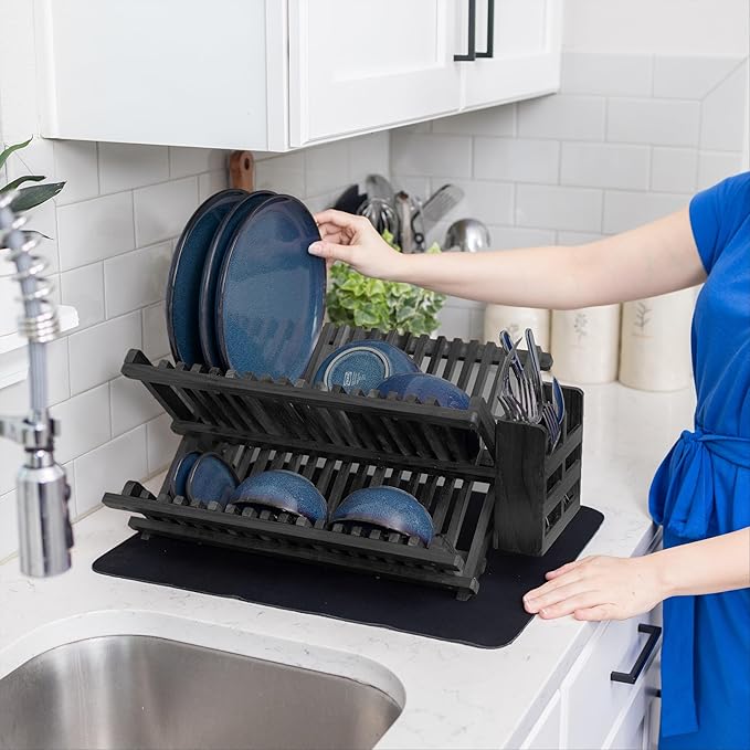 Teak Dish Rack (Black)