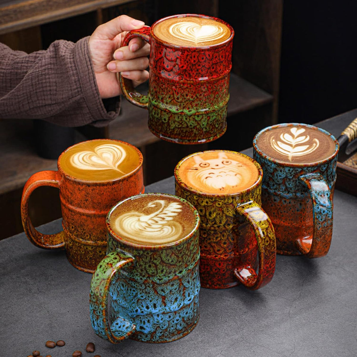 Coffee Mug,20 Oz Coffee Cups Ceramic Tea Cup Large Coffee Mug for Office and Home - Dishwasher and Microwave Safe Novelty Coffee Mugs, 1pcs. (multicolour-4pcs)
