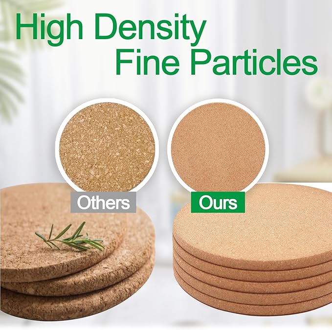Cork Trivet, 8 Pack High Density Thick Cork Coasters Set for Hot Dishes, 8 Inch Heat Resistant Multifunctional Cork Trivets for Hot Dishes, Hot Pads for Kitchen, Table, Countertops