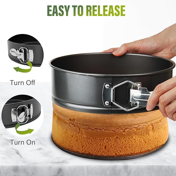 Vakoo 4+7+9 Inch Springform Pan - Nonstick, Leakproof Cheesecake Pan for Baking, Easy Release, No Parchment Paper Needed, Set of 3