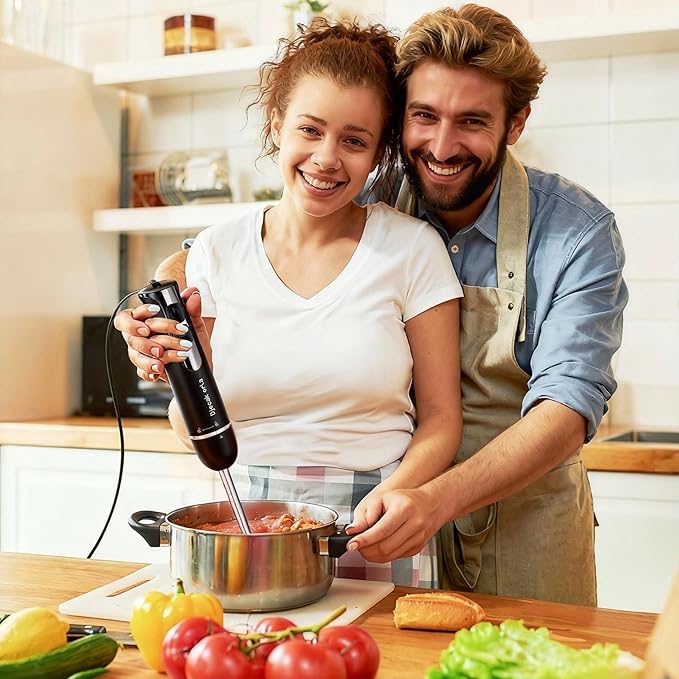 Upgraded 700W Immersion Hand Blender – 20 Variable Speeds, Up to 15,500 RPM Stick Mixer for Smoothies, Soup, Puree & Baby Food Black